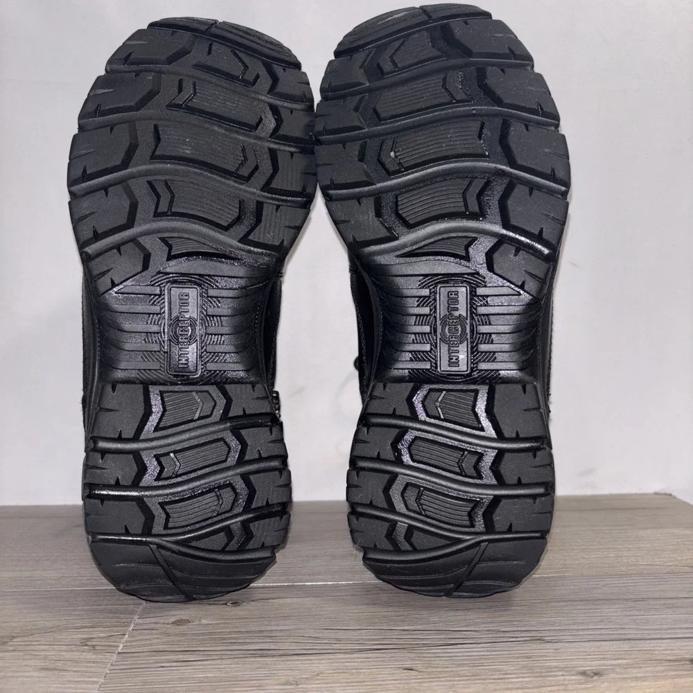 Interceptor Mens 9.5 Black Combat Boots Anti-Fatigue Lace & Zip No Insoles
